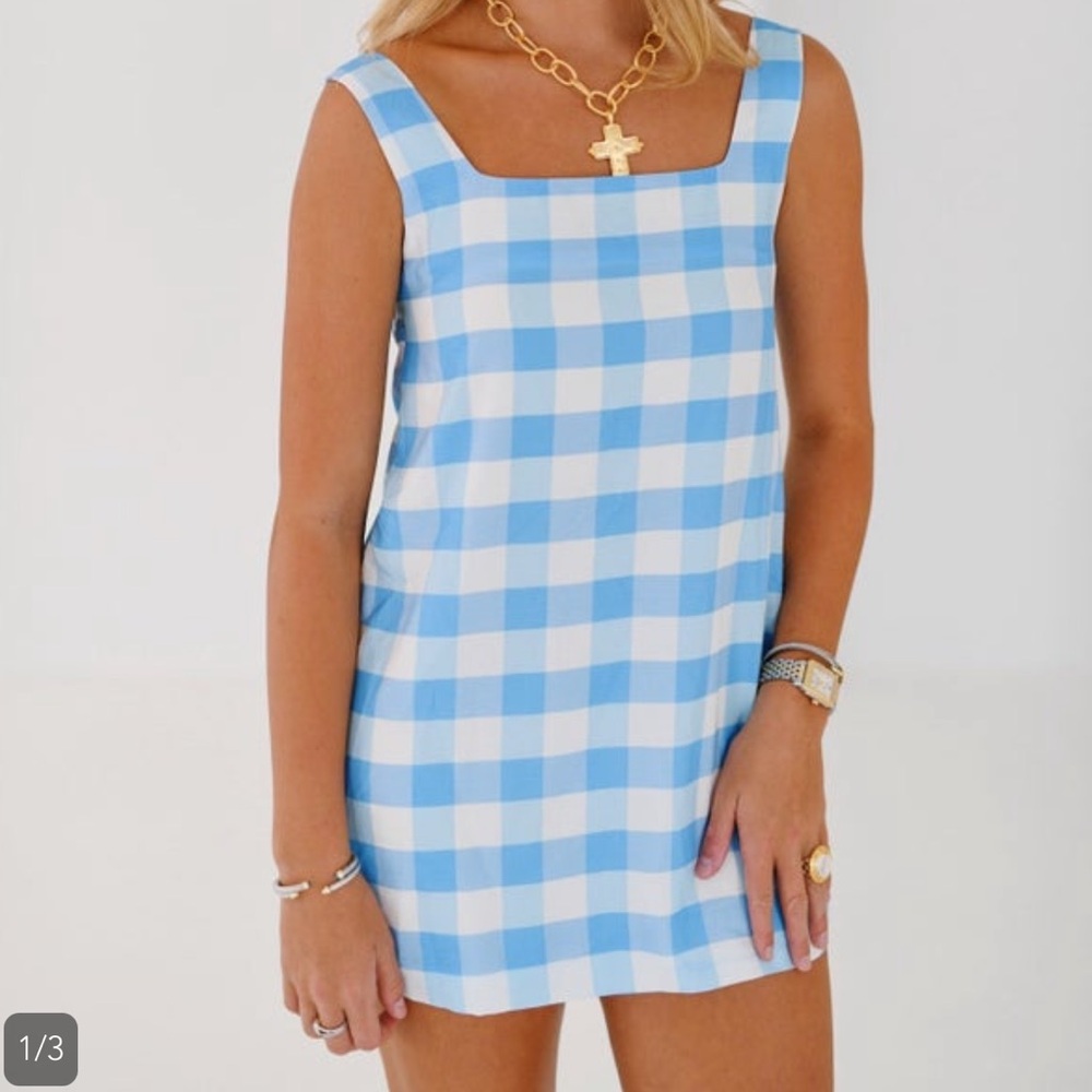 Boutique Blue and White Gingham Mini Dress